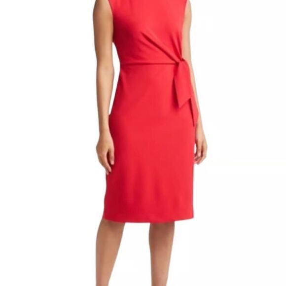 TAHARI ASL NEW Cap Sleeve Side Tie Sheath Dress - Picture 2 of 3